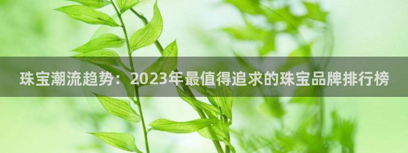 新宝5官网霸：珠宝潮流趋势：2023年最值得追求的珠宝品牌排行榜